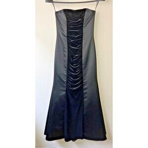 Vintage Scott McClintock Black Strapless Mermaid Gown Velvet Panel XXS/XS READ